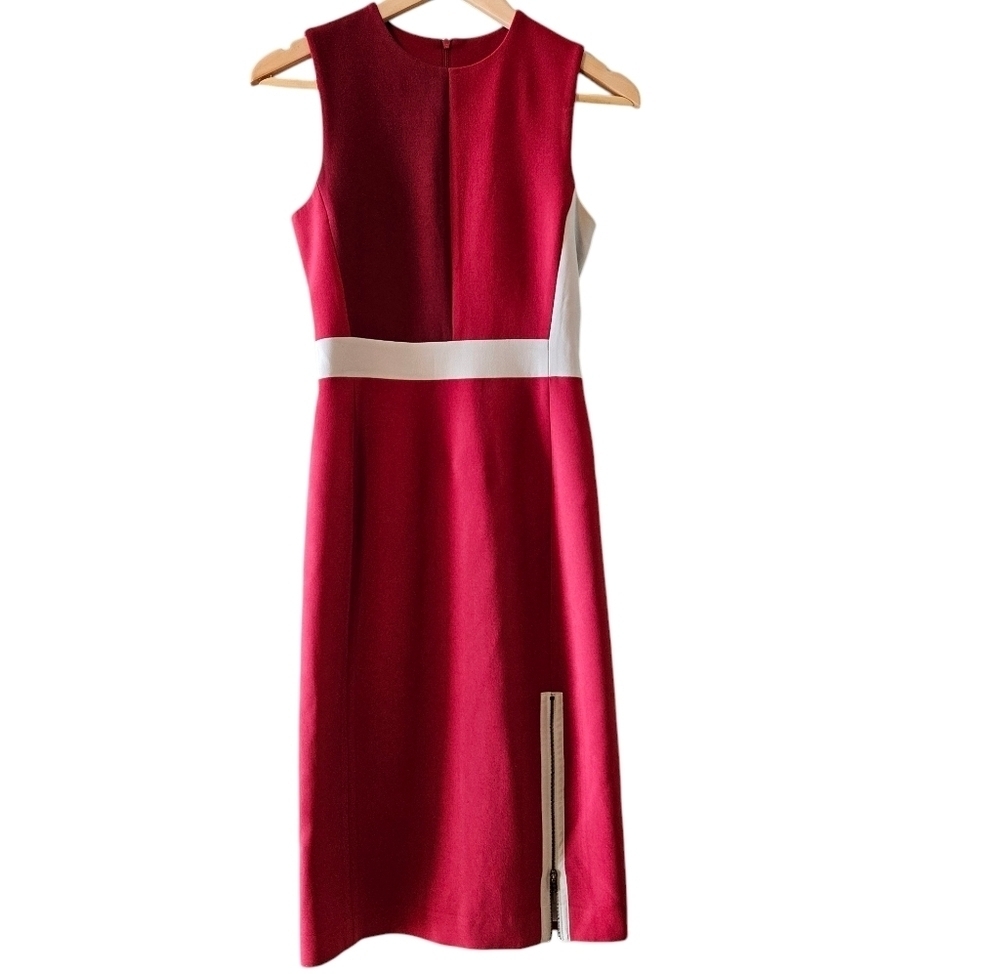 Judith & Charles Women's Professional Midi Cocktail Colorblock Red Dress Sz 0. - Picture 4 of 16